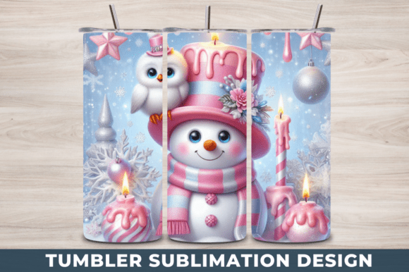 3D Snowman Tumbler Wraps: Festive Illustrations