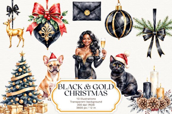 Black Gold Christmas Illustrations: A Designer’s Review