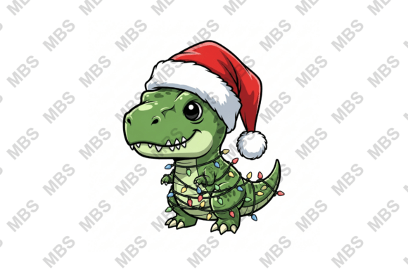 Chibi T-Rex Christmas Lights Hat Illustrations