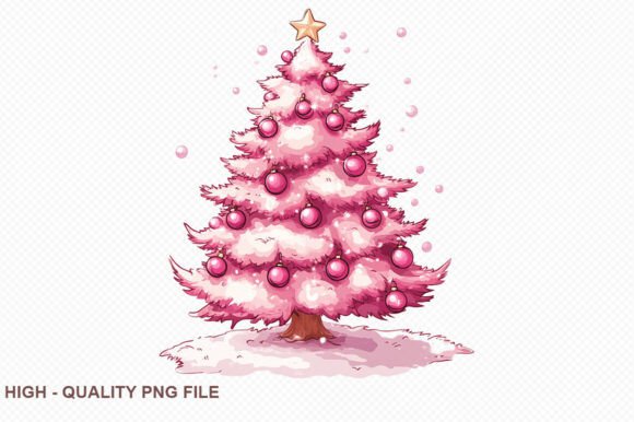 Christmas Pink Tree Clipart: Illustrations for Crafters