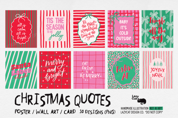 Christmas Quote PNG Bundle: Editorial Illustrations