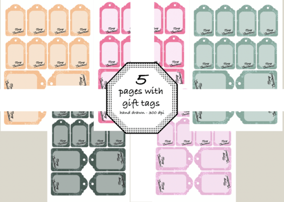 Christmas Stamping - Bright Gift Tags Illustrations