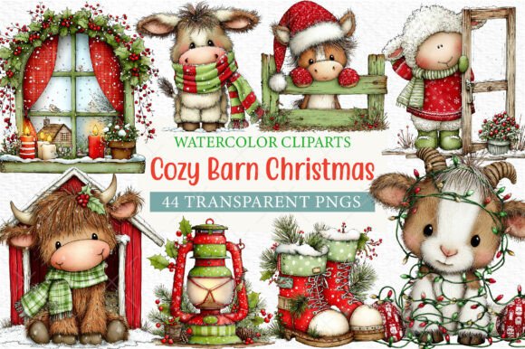 Cozy Barn Christmas Clipart Png Bundle Review