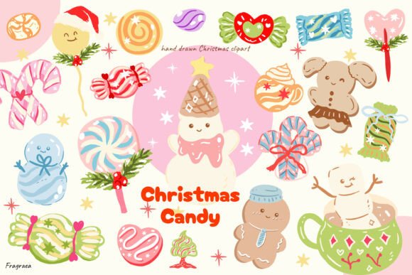 Cute Christmas Candy Treats Clipart Png for Illustrations