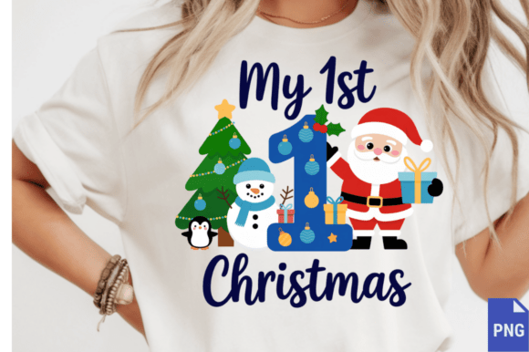 My First 1st Christmas Blue Baby Boy Png Illustrations