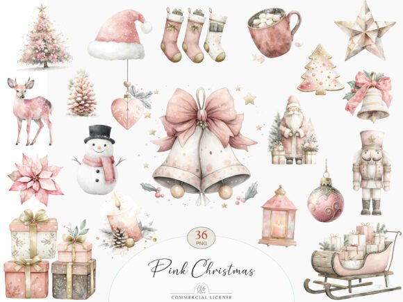 Pink Christmas Illustrations for Festive Branding