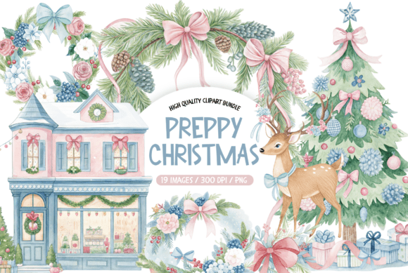 Preppy Christmas Deer Holiday Clipart Review