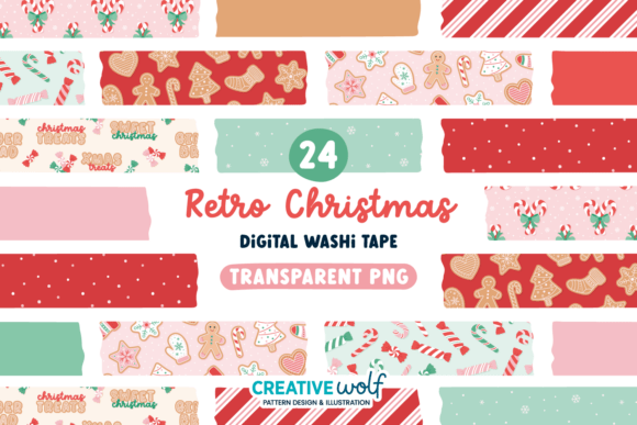 Retro Christmas Digital Washi Tape Set: Illustrations Review