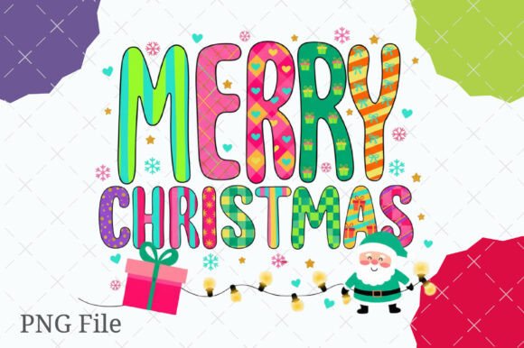 Retro Merry Christmas Doodles Png: Illustrations