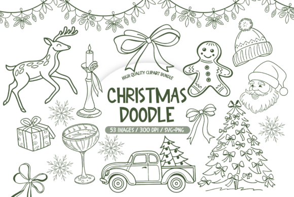 Review: Christmas Line Art Clipart SVG Set Illustrations
