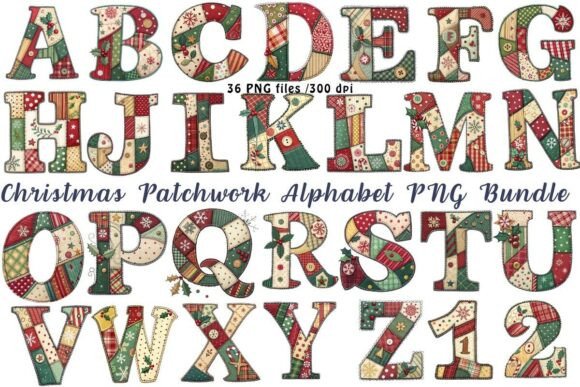 Review: Christmas Patchwork Alphabet PNG Bundle for Illustrations