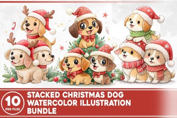 Reviewing the Stacked Christmas Dog Watercolor Bundle