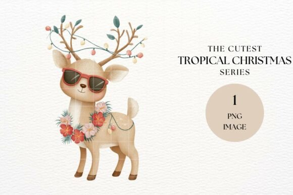Tropical Reindeer Christmas Clipart PNG Review