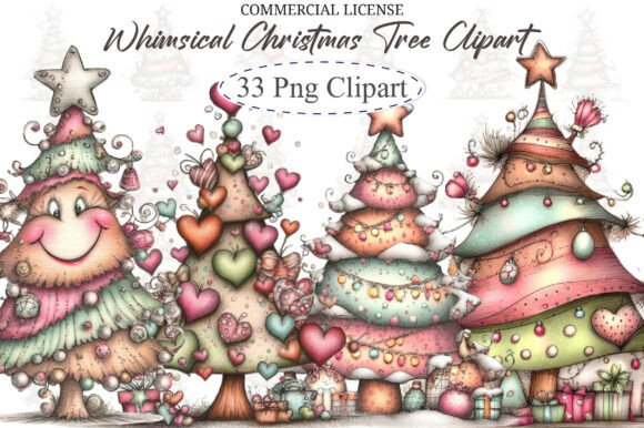 Whimsical Christmas Tree Clipart Bundle Review