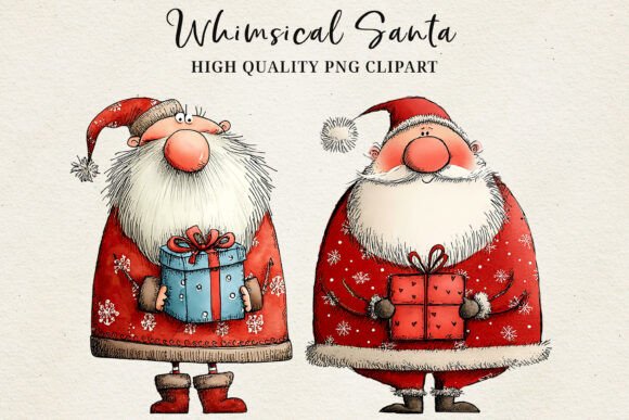 Whimsical Santa Clipart: Cute Christmas Illustrations