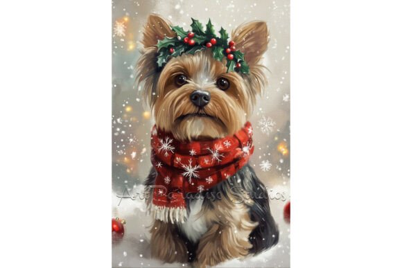 Yorkie Christmas Illustrations for Branding